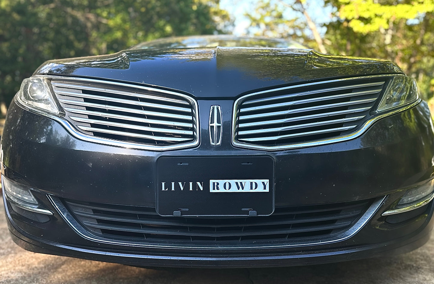 Basic LIVIN ROWDY car tag
